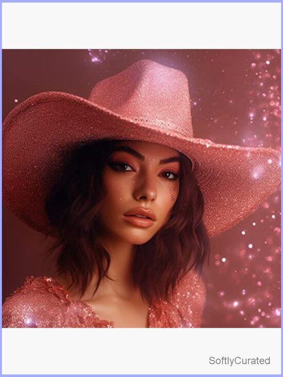 Cowgirl Hat with Heart Sunglasses Glitter Costume Hat for Parties main image 4
